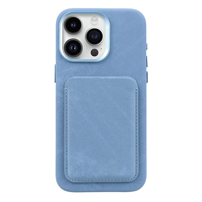 Denim Fabric Wallet Case For iPhone 15 Pro Max