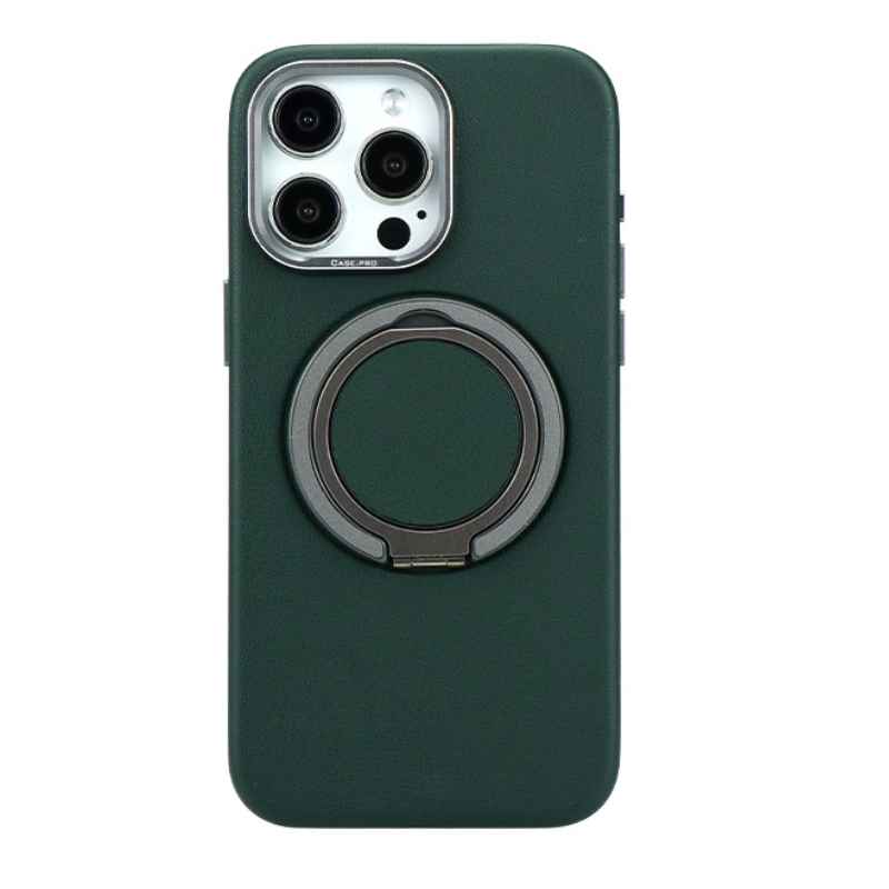Leather Magnetic Ring Case For iPhone 15