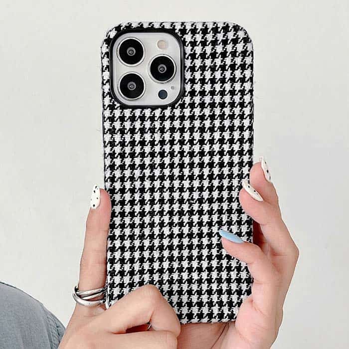 iPhone 14 Pro Max Fabric Case - Black Grid
