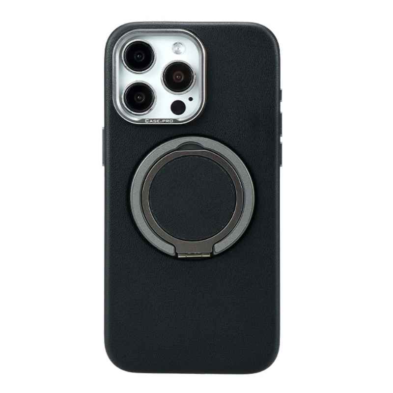 Leather Magnetic Ring Case For iPhone 15