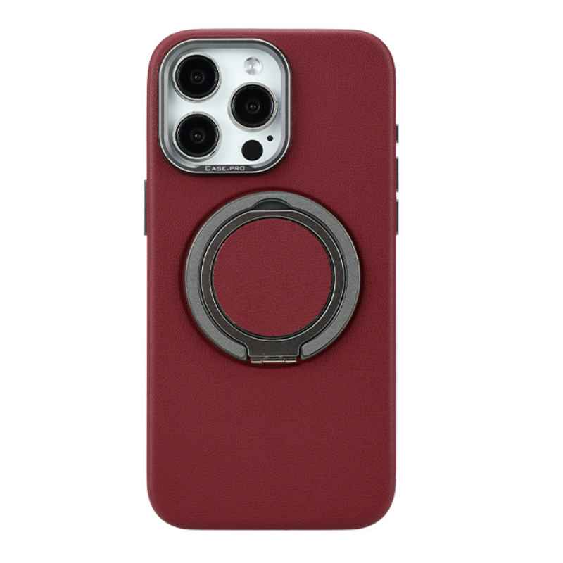 Leather Magnetic Ring Case For iPhone 15 Pro