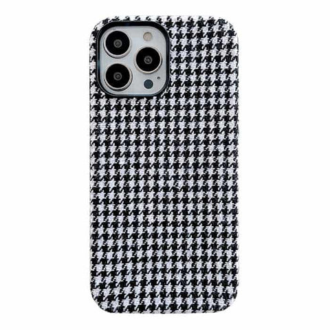 iPhone 14 Plus Fabric Case - Black Grid