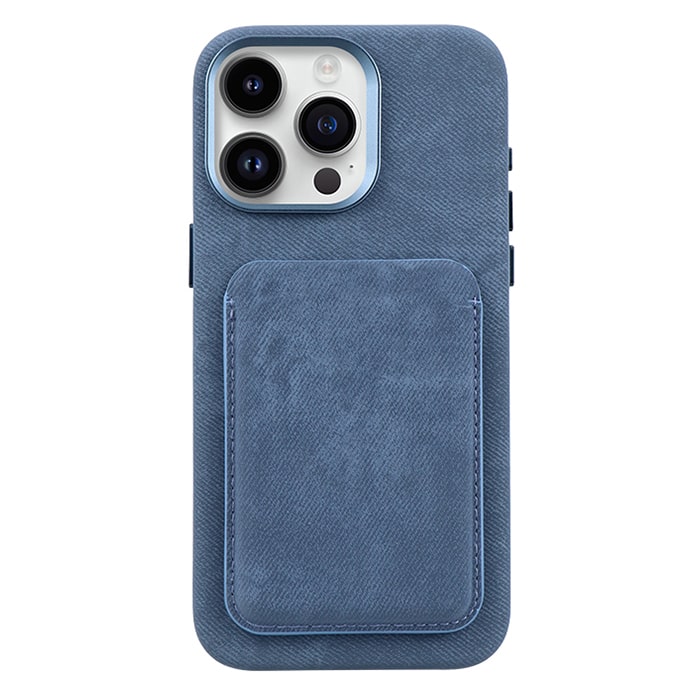 Denim Leather Wallet Case For iPhone 15 Pro Max