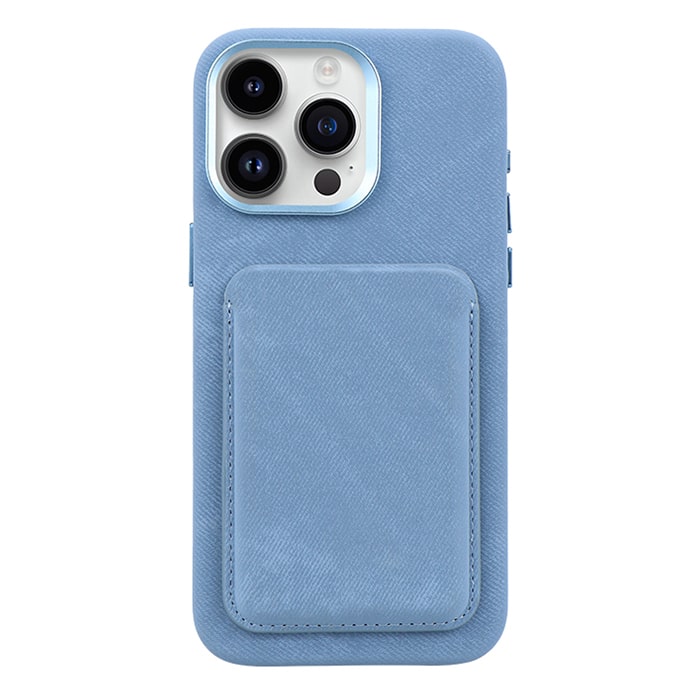 Denim Leather Wallet Case For iPhone 15